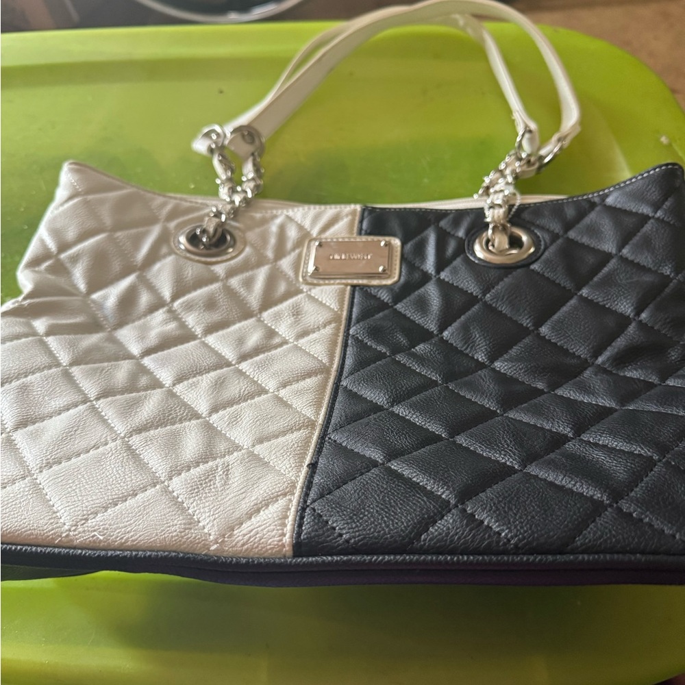 Nine West Black and White Quilted Shoulder Bag